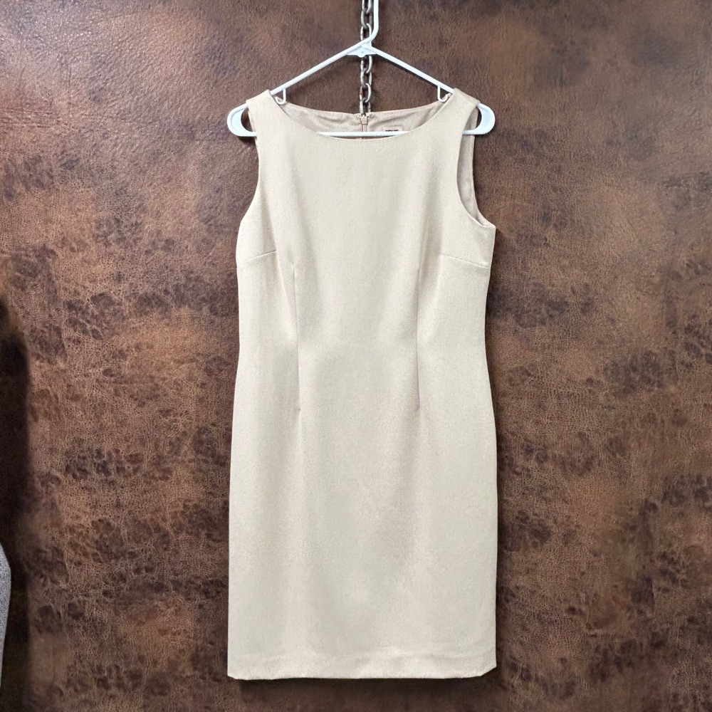 Anne Klein 8 Beige Cream Sheath Dress Suit Lined Back Zip Business Women's